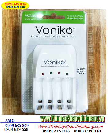 Voniko PSC001 _Máy sạc 04 Pin AA, AAA (Sạc chậm với 4 Khe sạc được 2-4 viên pin AA,AAA) 